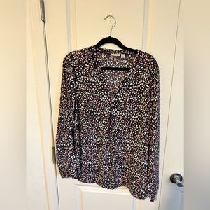 Halogen Long Sleeve Printed Blouse